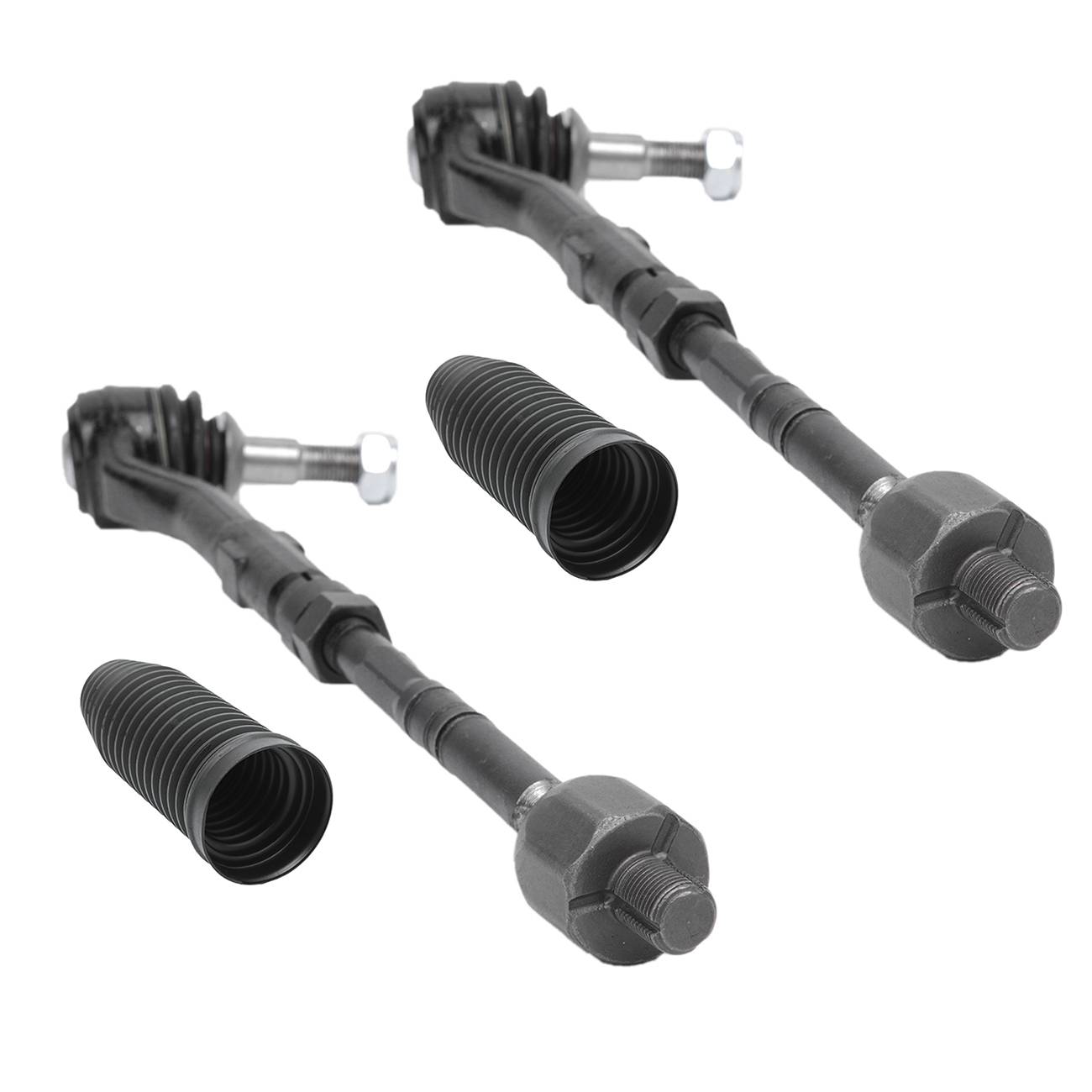 2 Sets Of - Front L & R Inner & Outer Tie Rod W/ Steering Rack Boot Kit For BMW E60