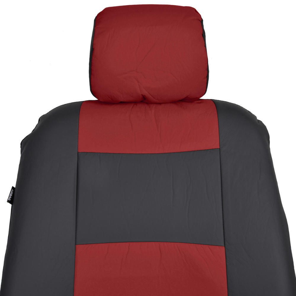 Black/ Dark Red Synth Leather Auto Seat Covers Padded Synth Material For Car SUV