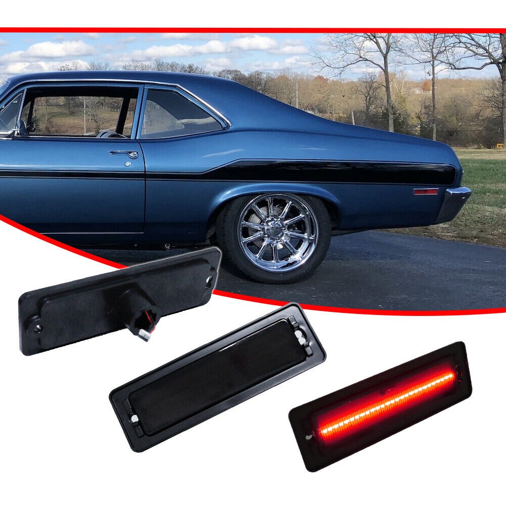 Smoked Red LED Rear Fender Bumper Side Marker Lights 2X