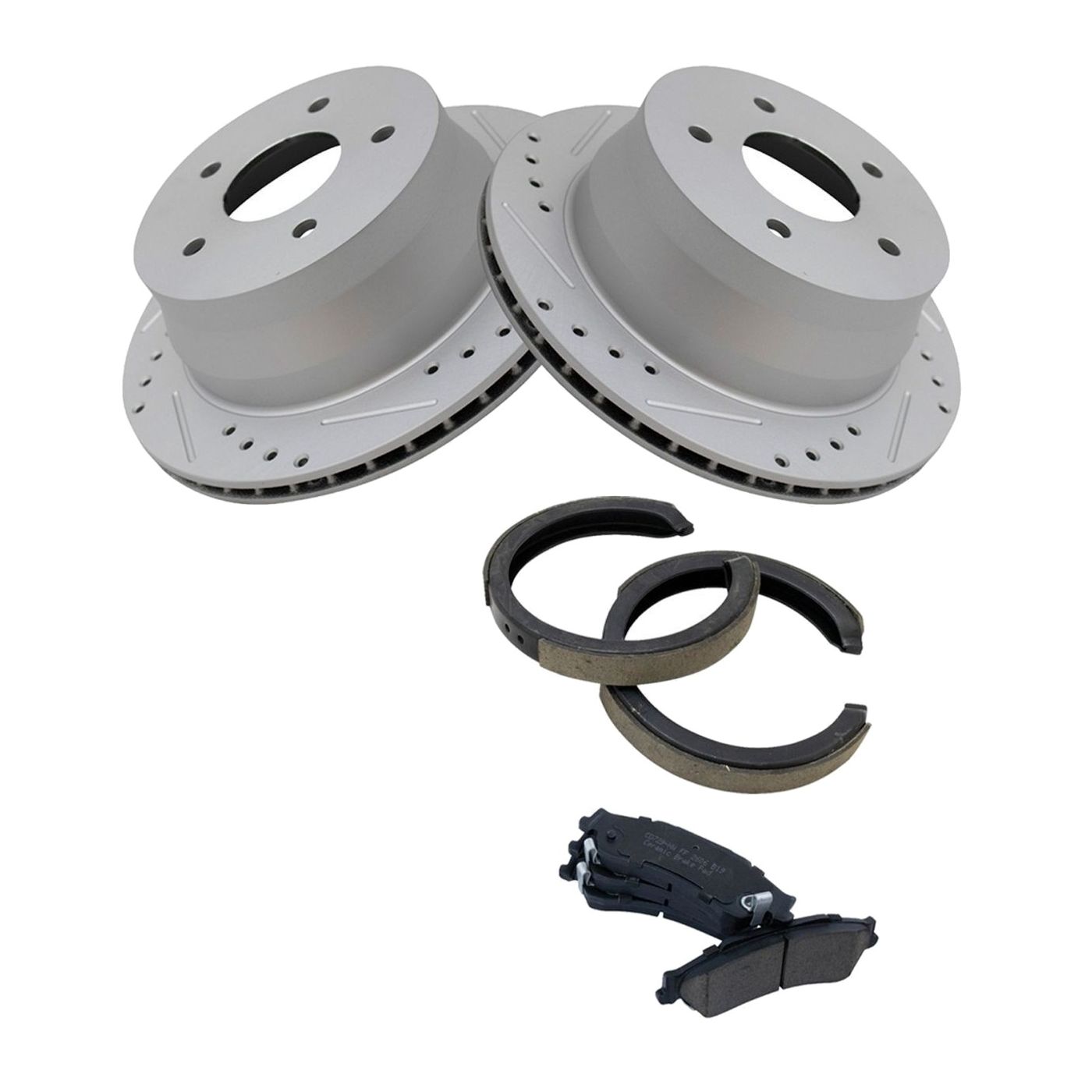 For 99-04 S10 LS Rear Ceramic Brake Pad & Performance Rotor With Parking Shoes
