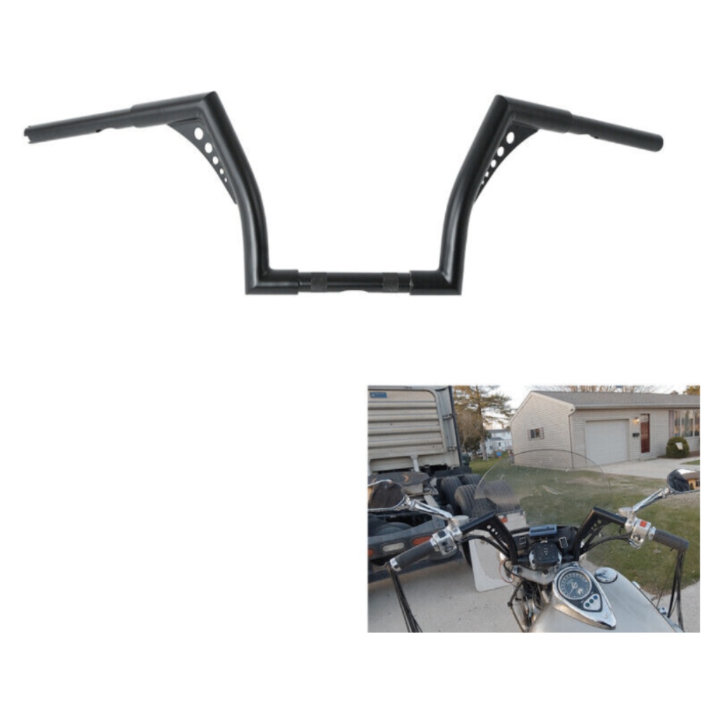 10" Rise 1 1/4" Handlebar Ape Hanger Bar For 1965-2022 Harley-Davidson Black