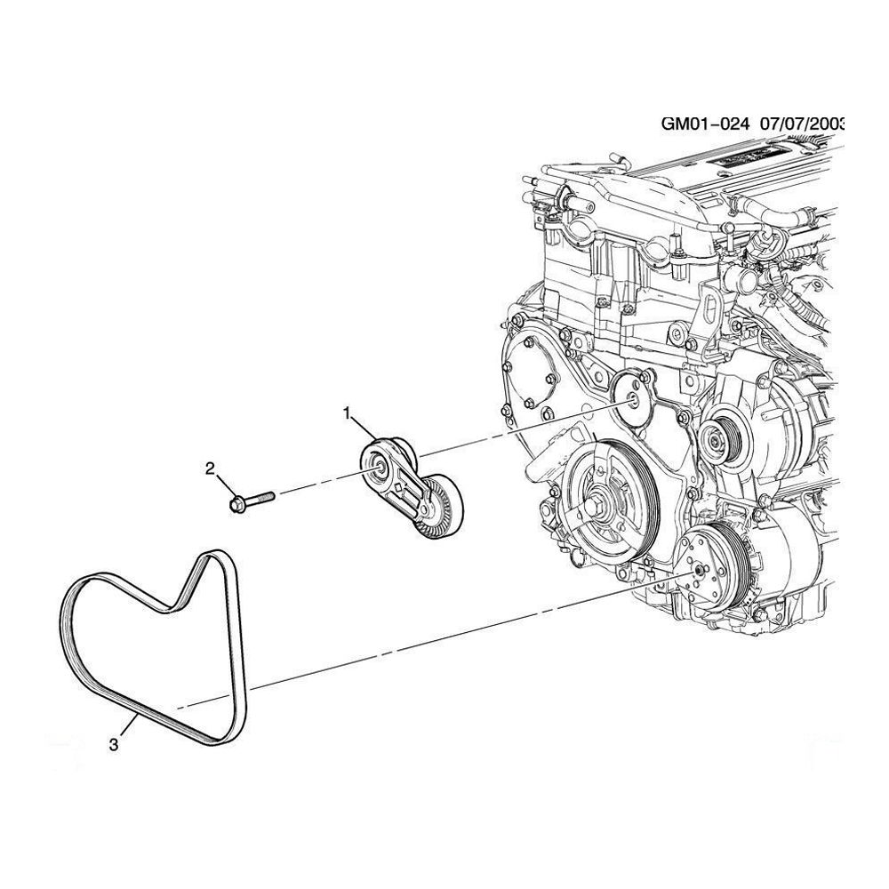 For 2002-10 Cavalier Cobalt 2.2L Serpentine Belt W/O A/C 24466976 12634322