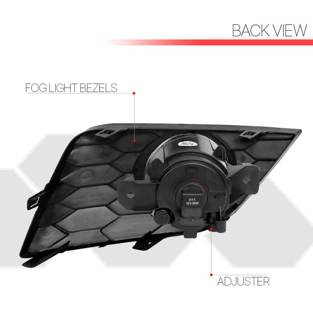 Fits 2016-2019 Sentra [Clear] Fog Light Lamp W/Switch+Harness+Chrome Trim Bezel