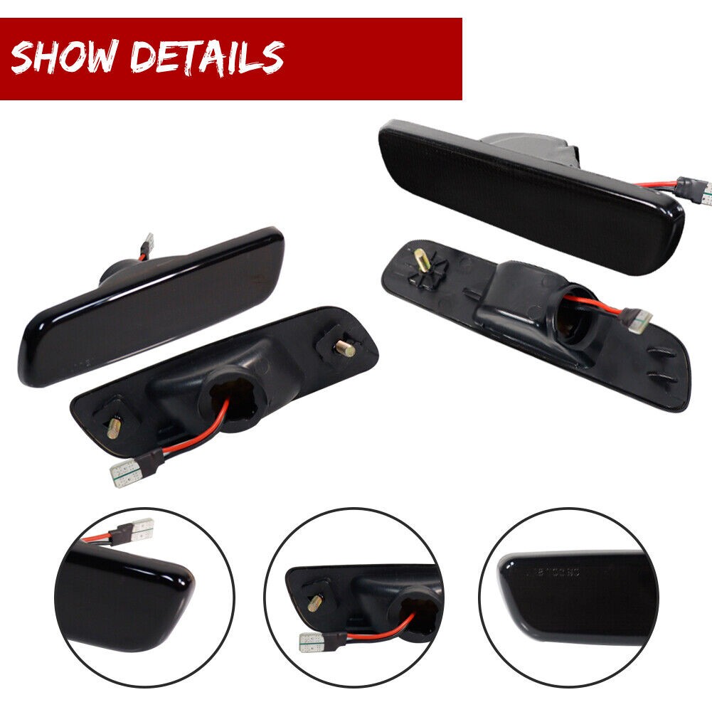 4PCS Smoke Front Amber+ Rear Red LED Side Marker Light
