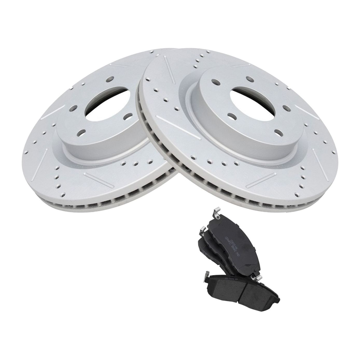 Front For 2007-2013 Altima Drilled & Slotted Brake Rotor & Posi Ceramic Pad Set