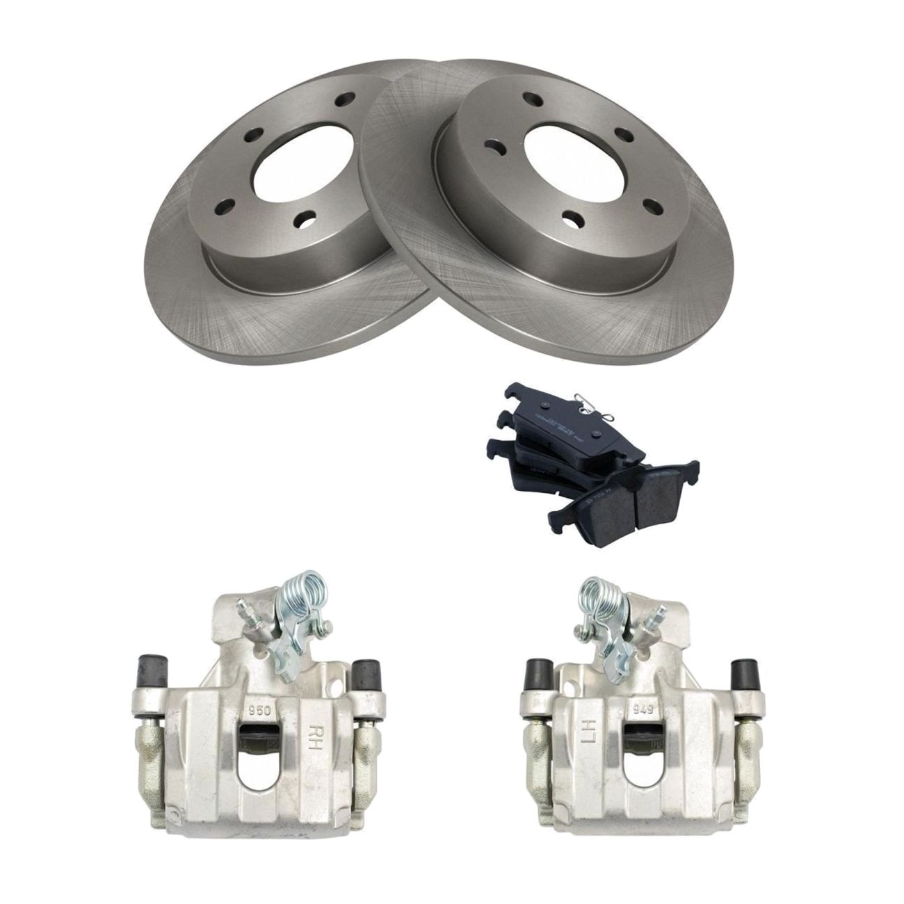 For 2009-2013 Mazda 3 I Rear Ceramic Disc Brake Pads Rotors & Calipers Kit
