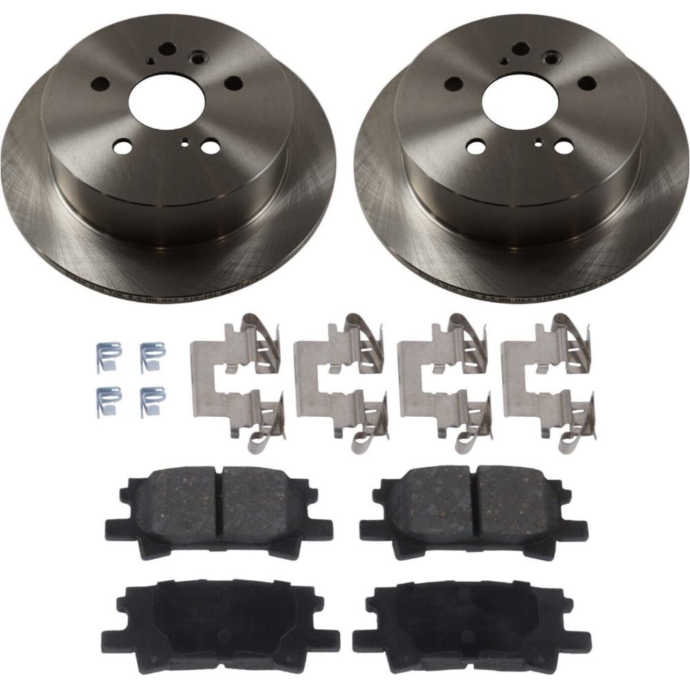 Brake Rotor Brake Pad Kit For 2004-2007 Toyota Highlander Rear Solid 2-Wheel Set