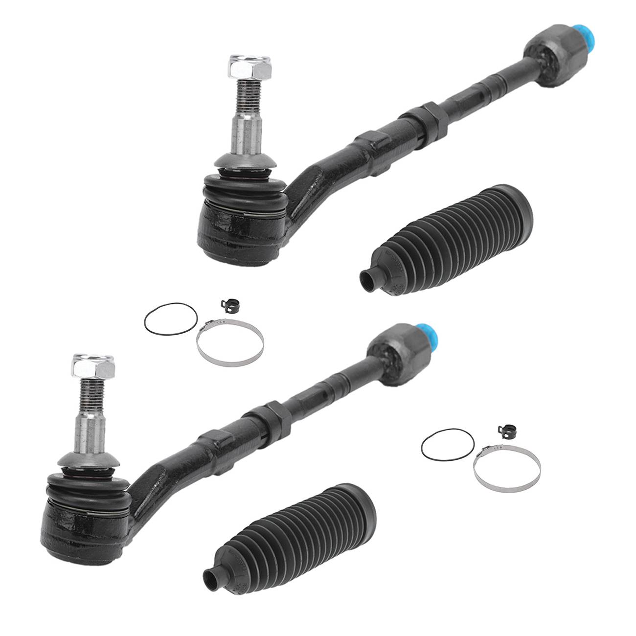 2 Sets Of - Front L & R Inner & Outer Tie Rod W/ Steering Rack Boot Kit For BMW E60