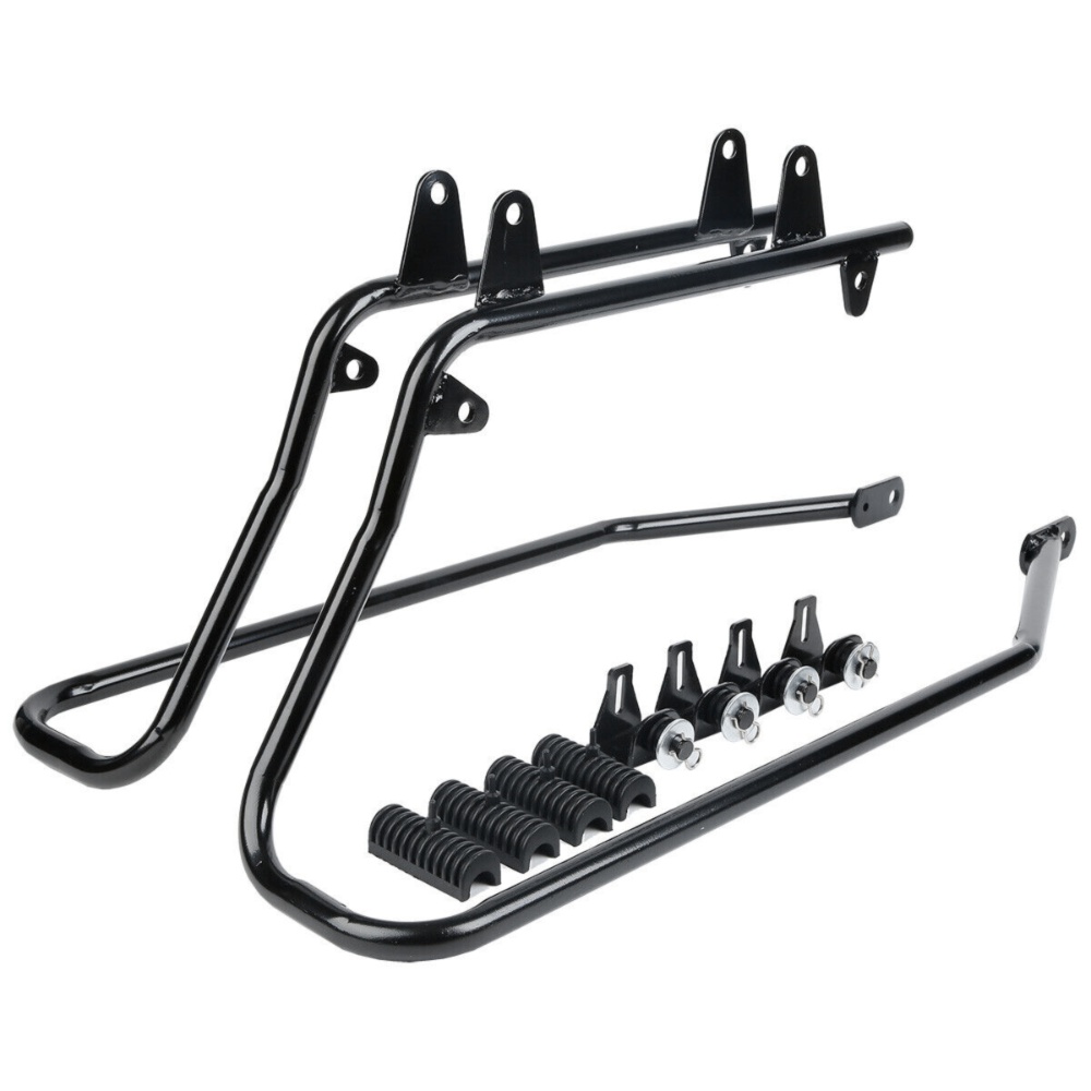 Vivid Black Hard Saddle Bags Latch Keys For Harley-Davidson Conversion Brackets