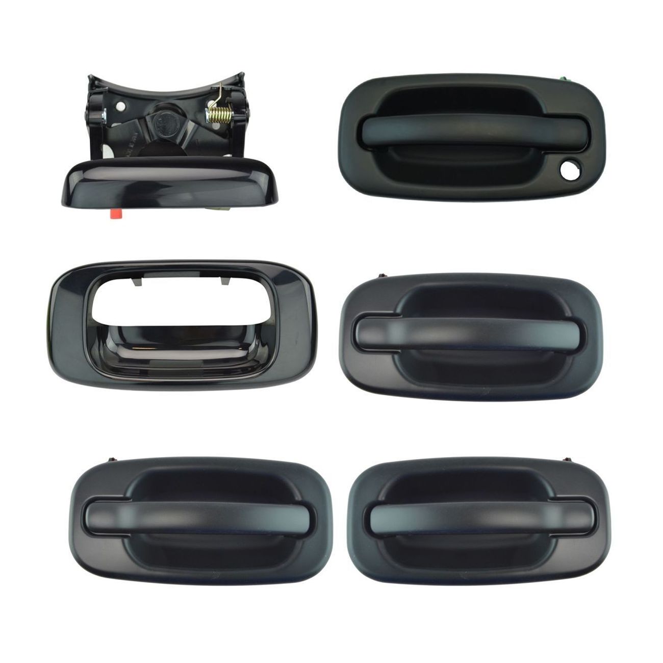Front Rear Tailgate Exterior Door Handle Kit 6pc Black For Silverado Sierra
