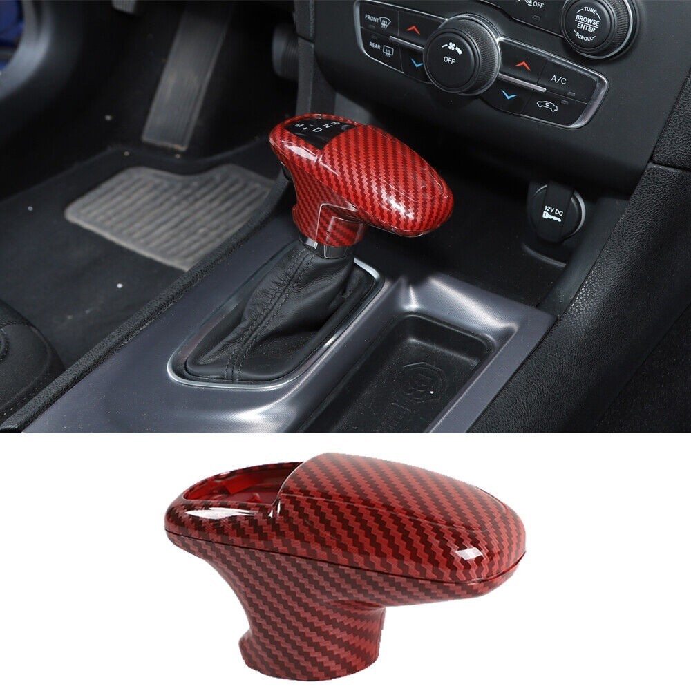 2 Sets Of - Red Carbon Fiber Gear Shift Knob Trim Cover