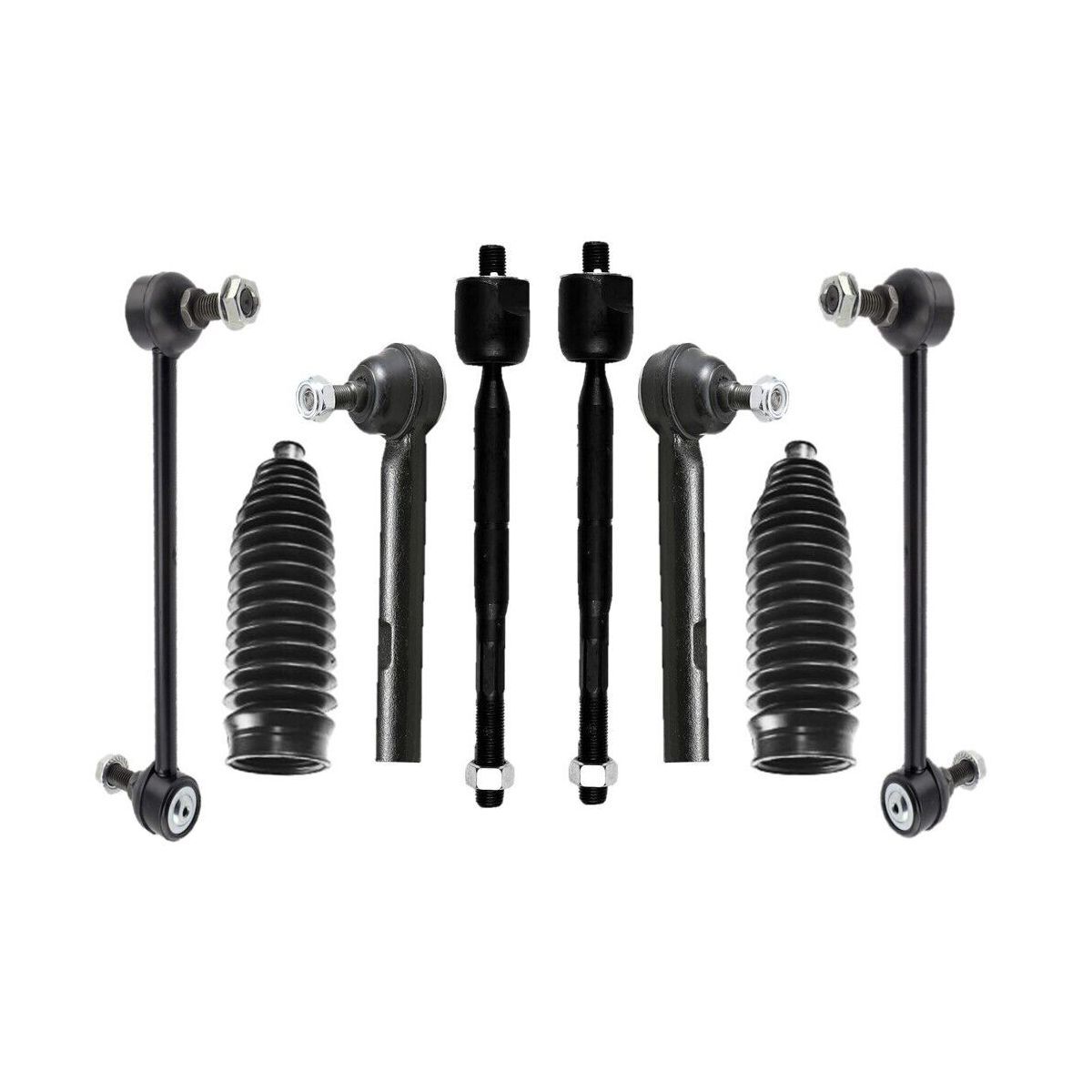 8pc Inner Outer Tie Rod Ends Sway Bar Bellow Boots