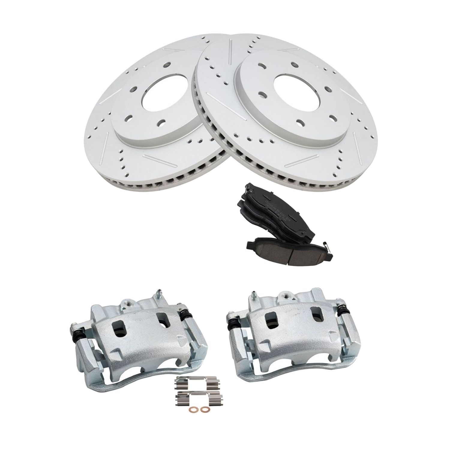 For 2004-2005 INFINITI QX56 Front Brake Calipers Ceramic Pads & Drilled Rotors