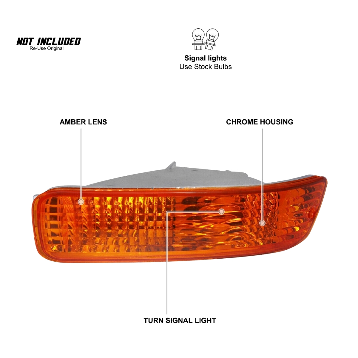2 Sets Of - Amber Bumper Lights Signal Parking Lamps
