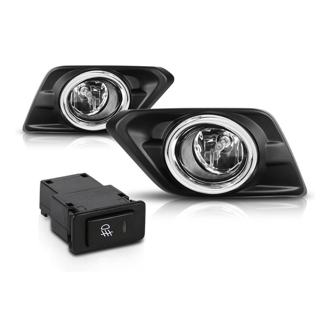 Fits 2014-2016 Nissan Rogue [Clear] Bumper Fog Light Lamp W/Switch+Harness+Bezel
