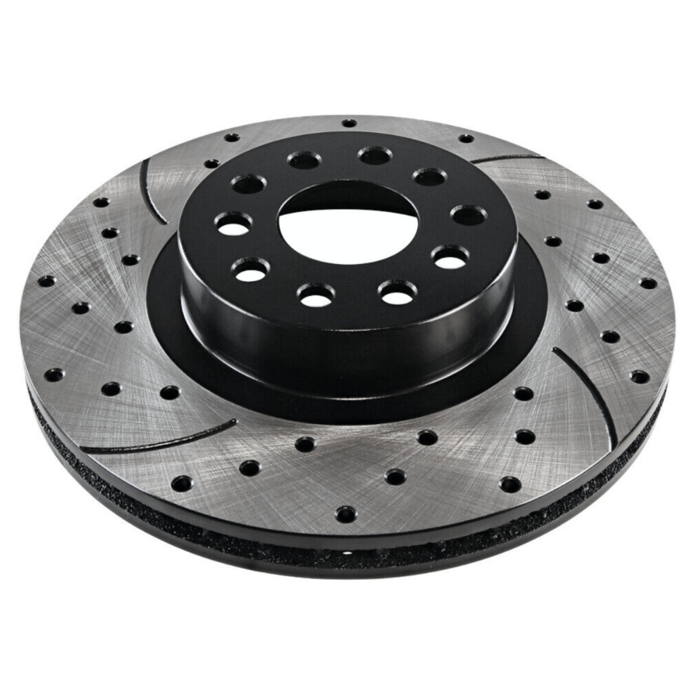 Front Drilled Slotted Brake Rotors Black Pair 2 For 15-17 200 2013-16 Dart 2.4L