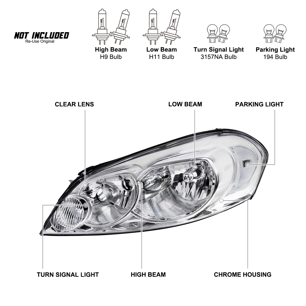 Headlights Lamps Left+Right
