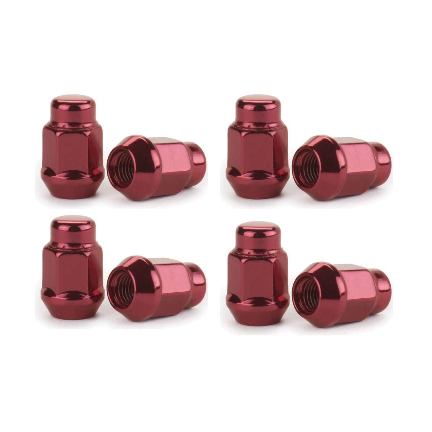4 Sets Of - Red Bulge Acorn Lug Nuts 12x1.25 Wheel Nut 3/4 Hex Fits Nissan Infiniti