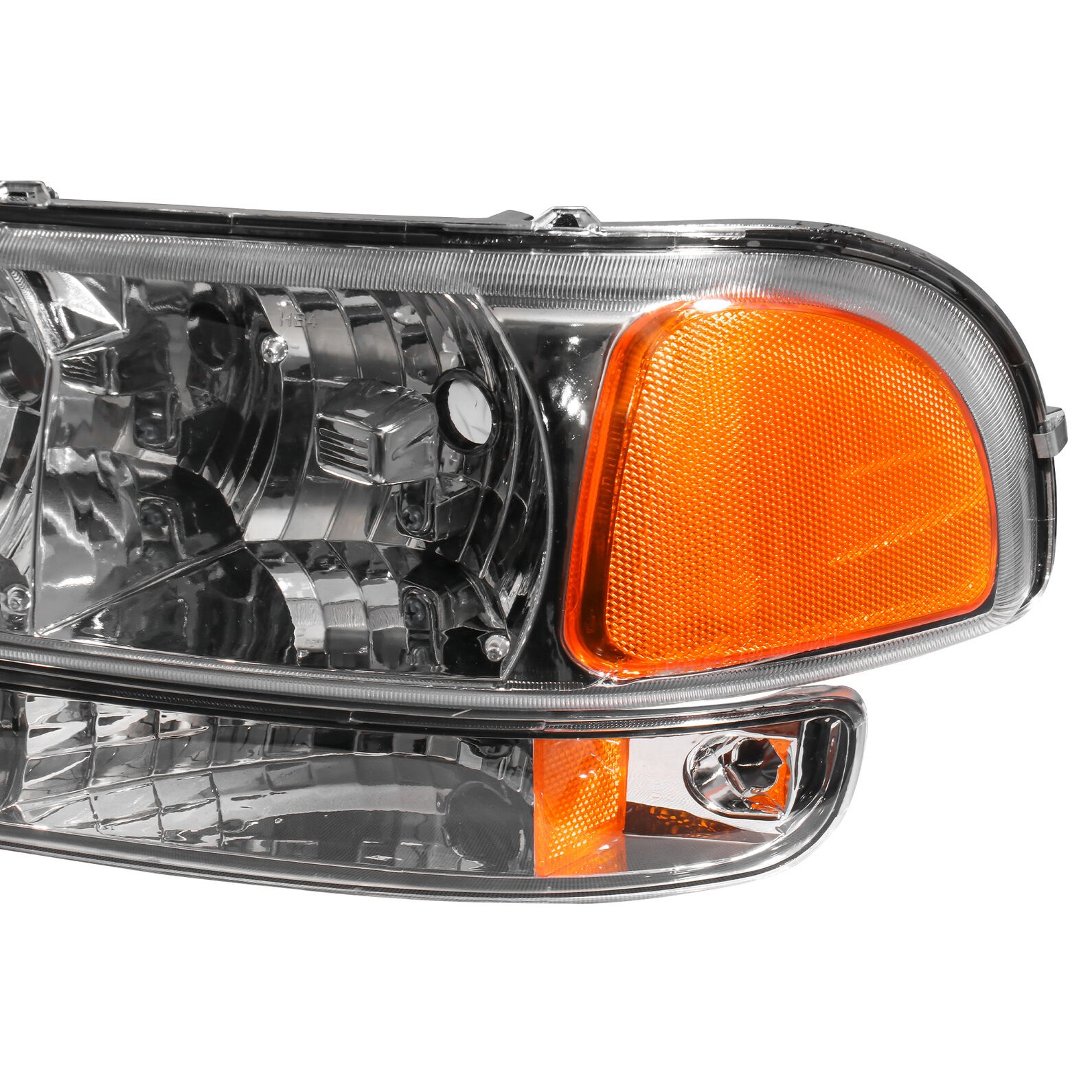 Chrome Headlights Amber Conor Light For GMC 99-07 GMC Sierra Yukon XL 1500 2500