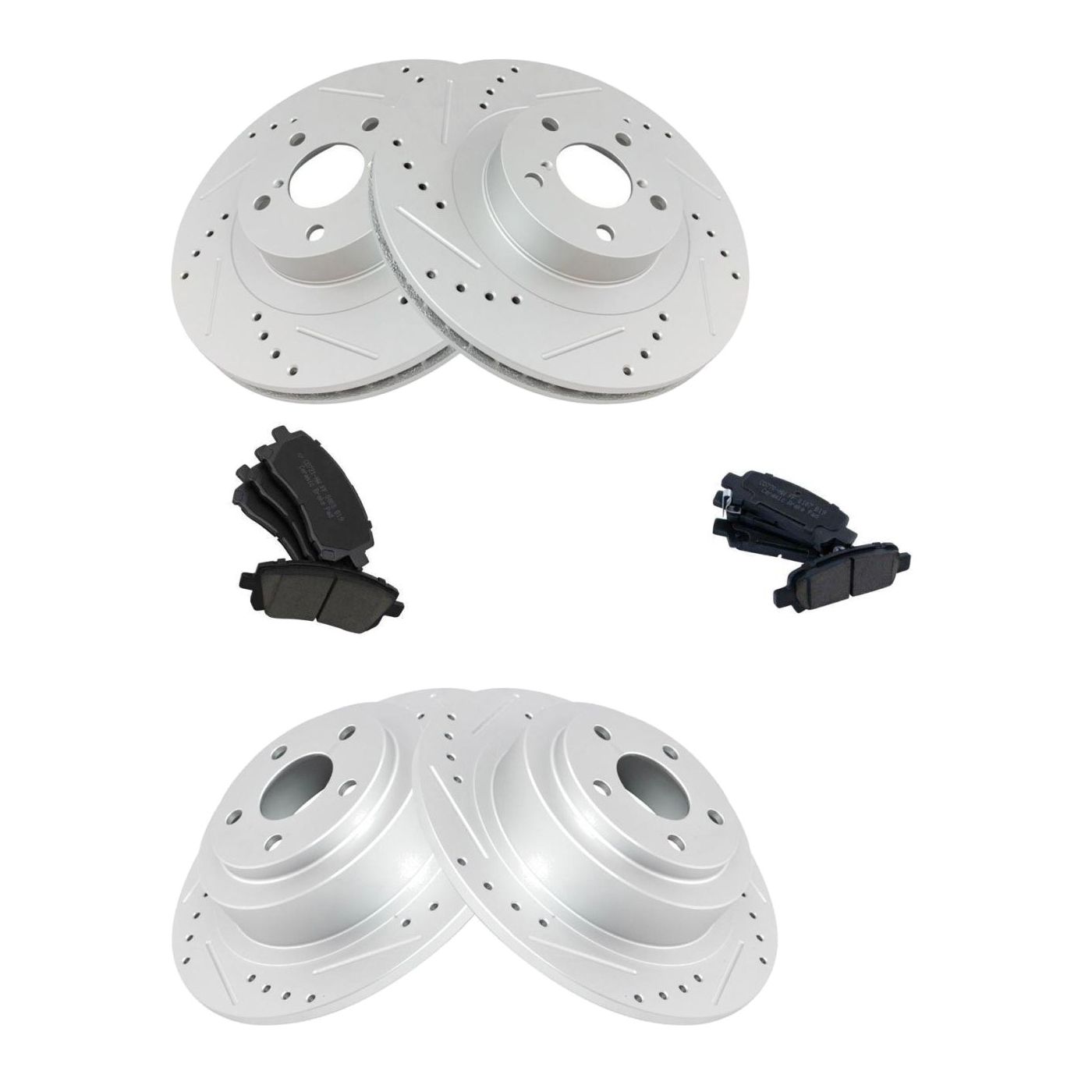 Front & Rear For 2001 Outback Drilled Slotted Rotor & Ceramic Brake Pad Kit