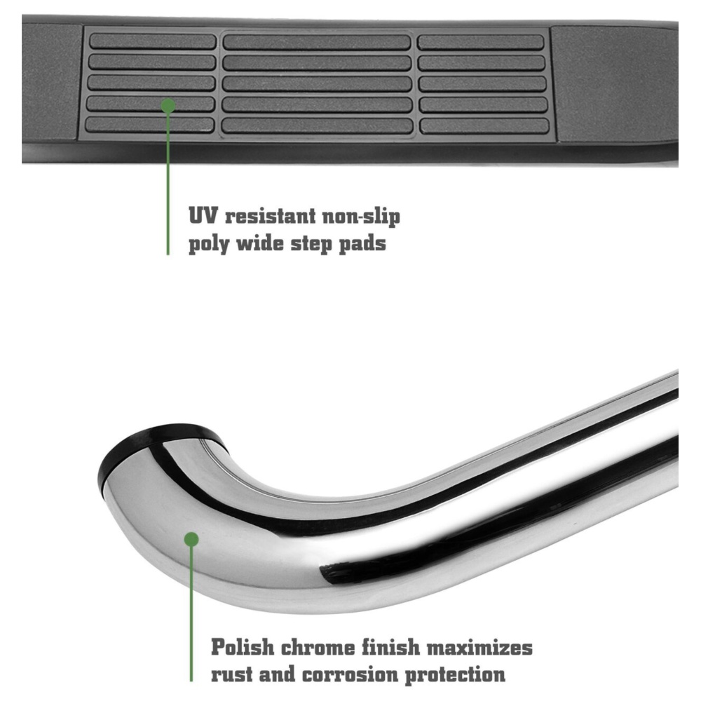 3" S/S Side Steps For 1500 2500 3500 4500 5500 Crew Cab Nerf Bars Running Boards