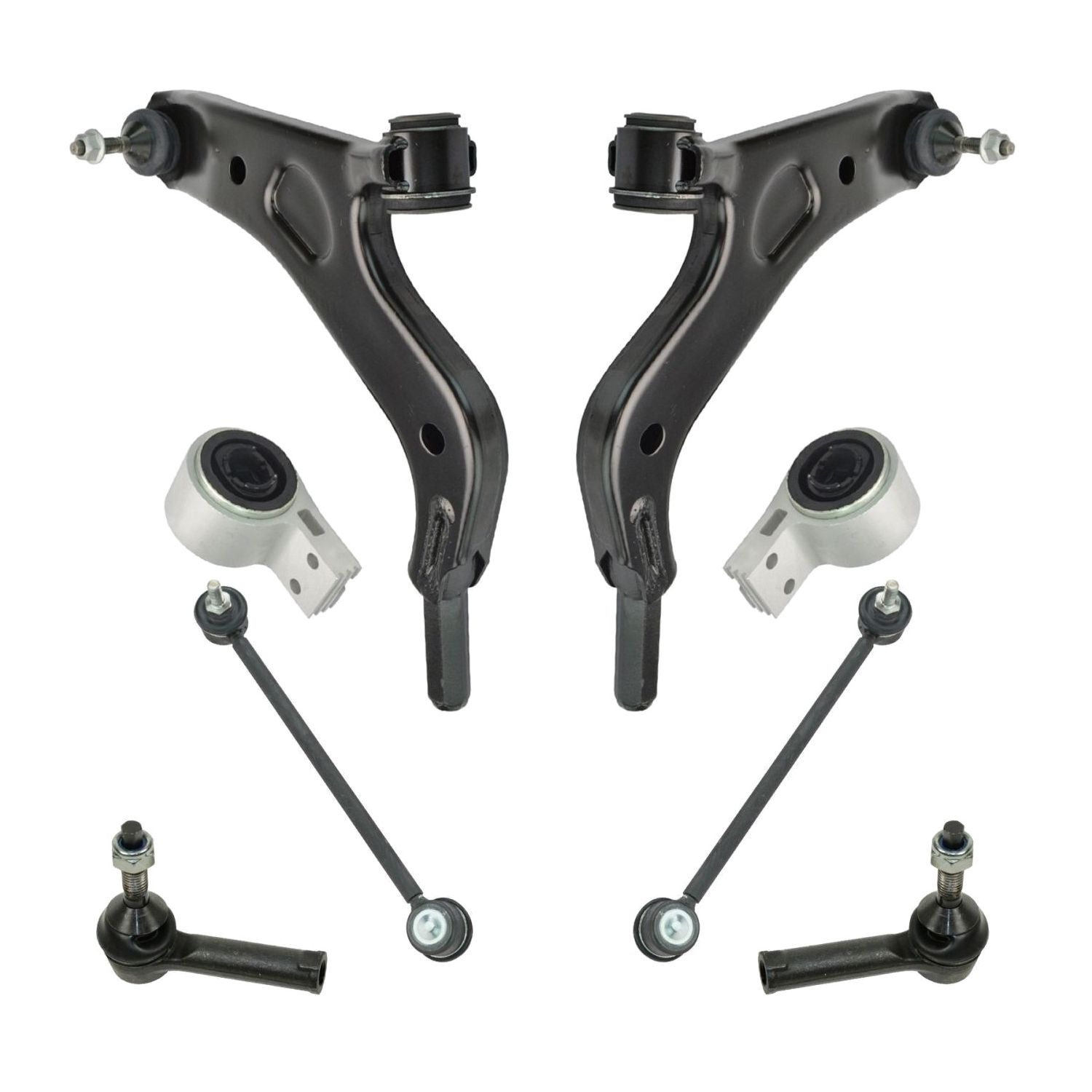 6 Piece Steering Suspension Kit Control Arms W/ Ball Joints Outer Tie Rods Links