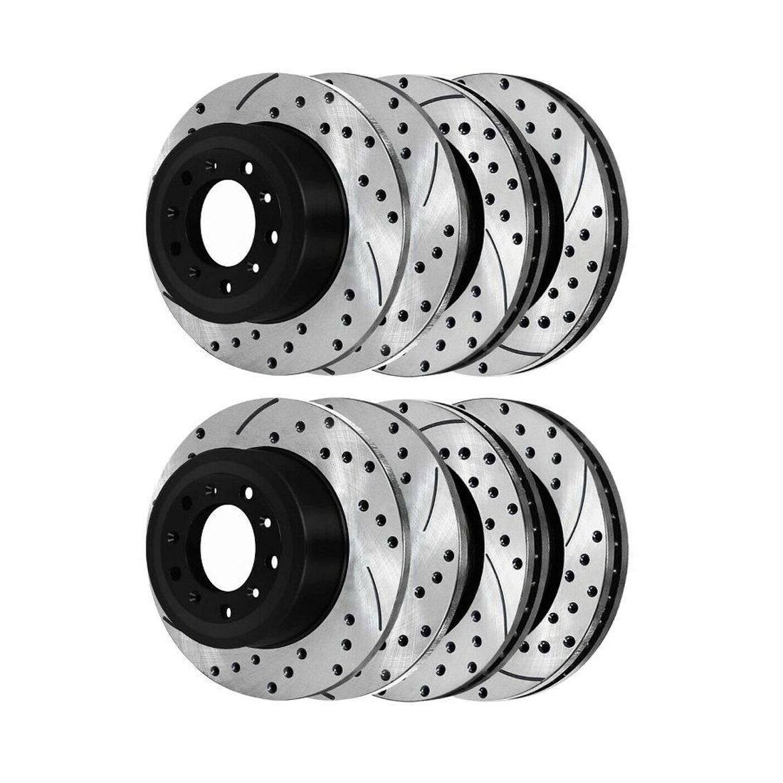 8 PCS - Front & Rear Drilled Slotted Brake Rotors Set For Ford Taurus Explorer