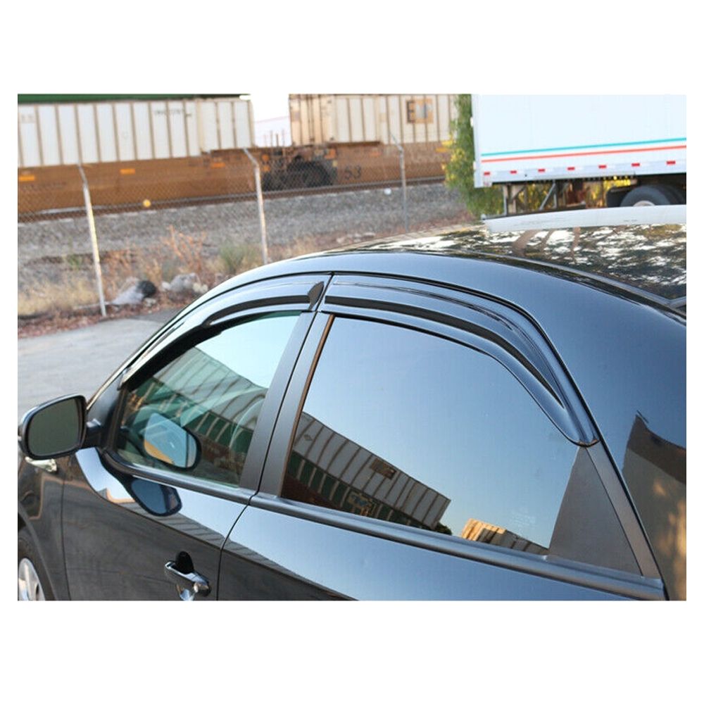 Fits 09-13 Kia Forte Sedan Mugen Acrylic Smoke Window Visors Sun Rain Guard 4PCS