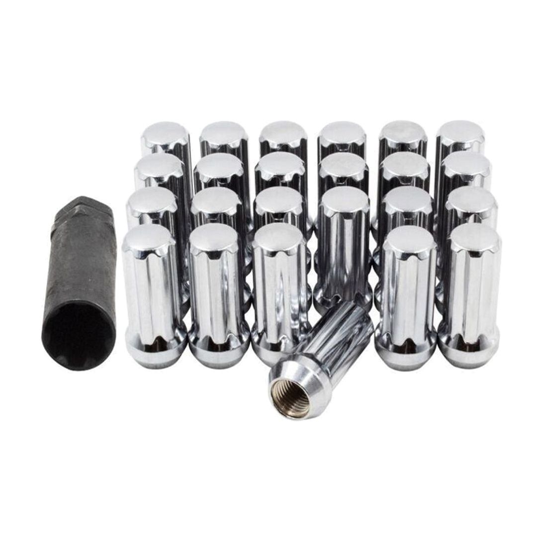 LUG NUTS SPLINE ACORN 14x1.5 LONG CHROME 24 PIECES