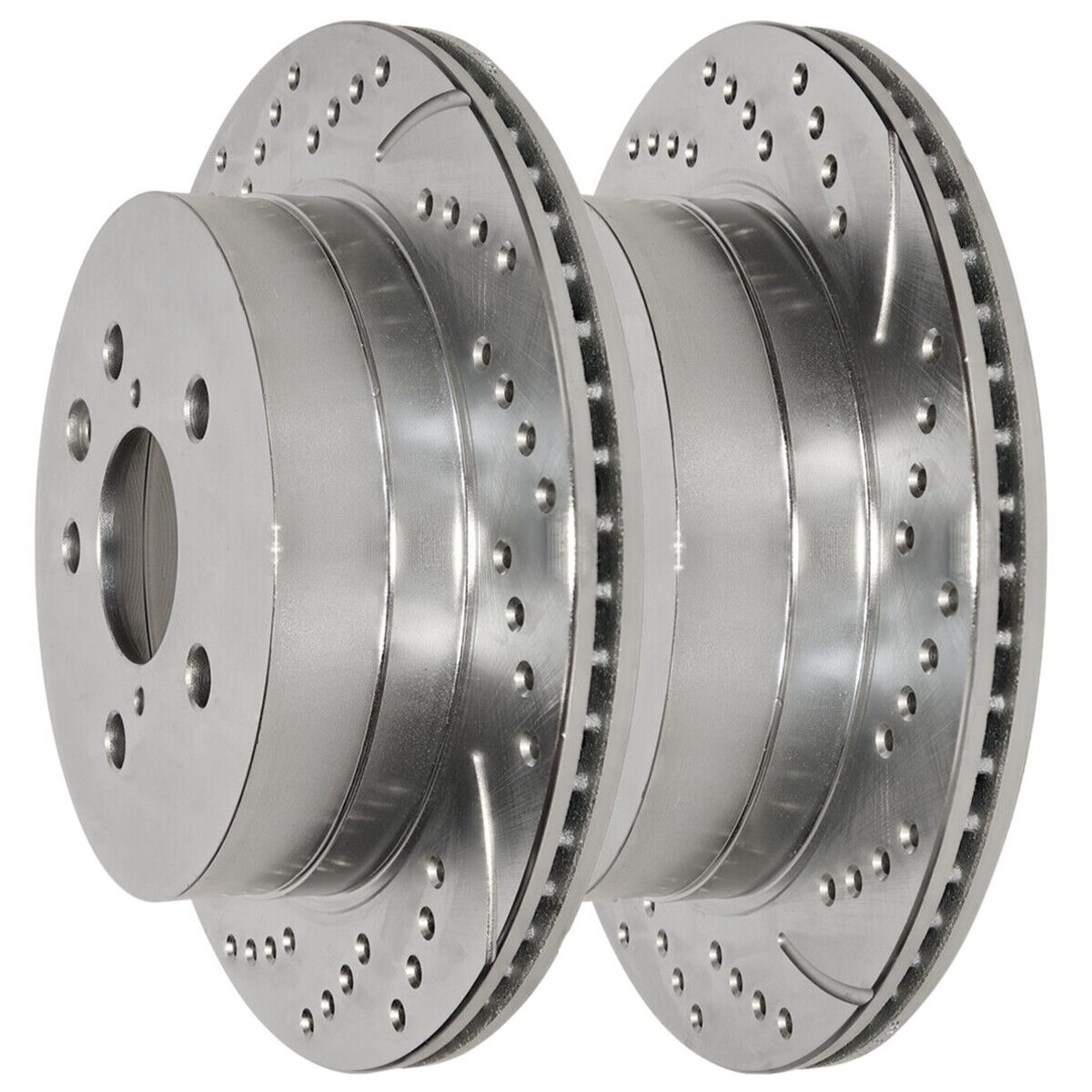 Rear Drilled And Slotted Brake Rotors Silver & Pads For Lexus IS250 GS350 IS350
