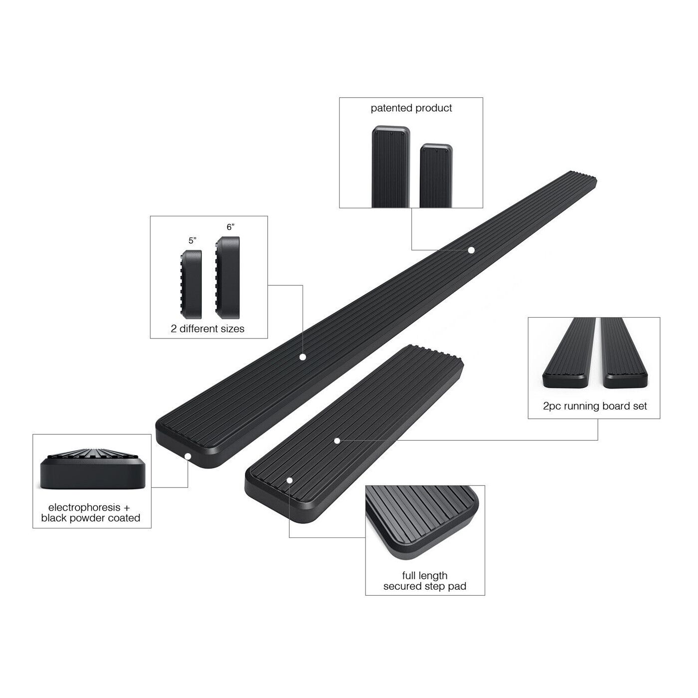 iBoard Running Boards 5IN Black For 12-21 NV1500 A86478-IBO-5B407 NV Full Size