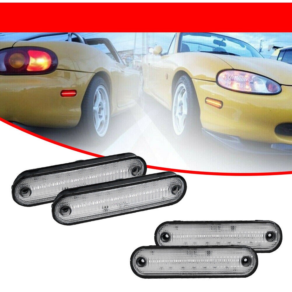 4X LED Side Marker Lights Clear Lens Front & Rear