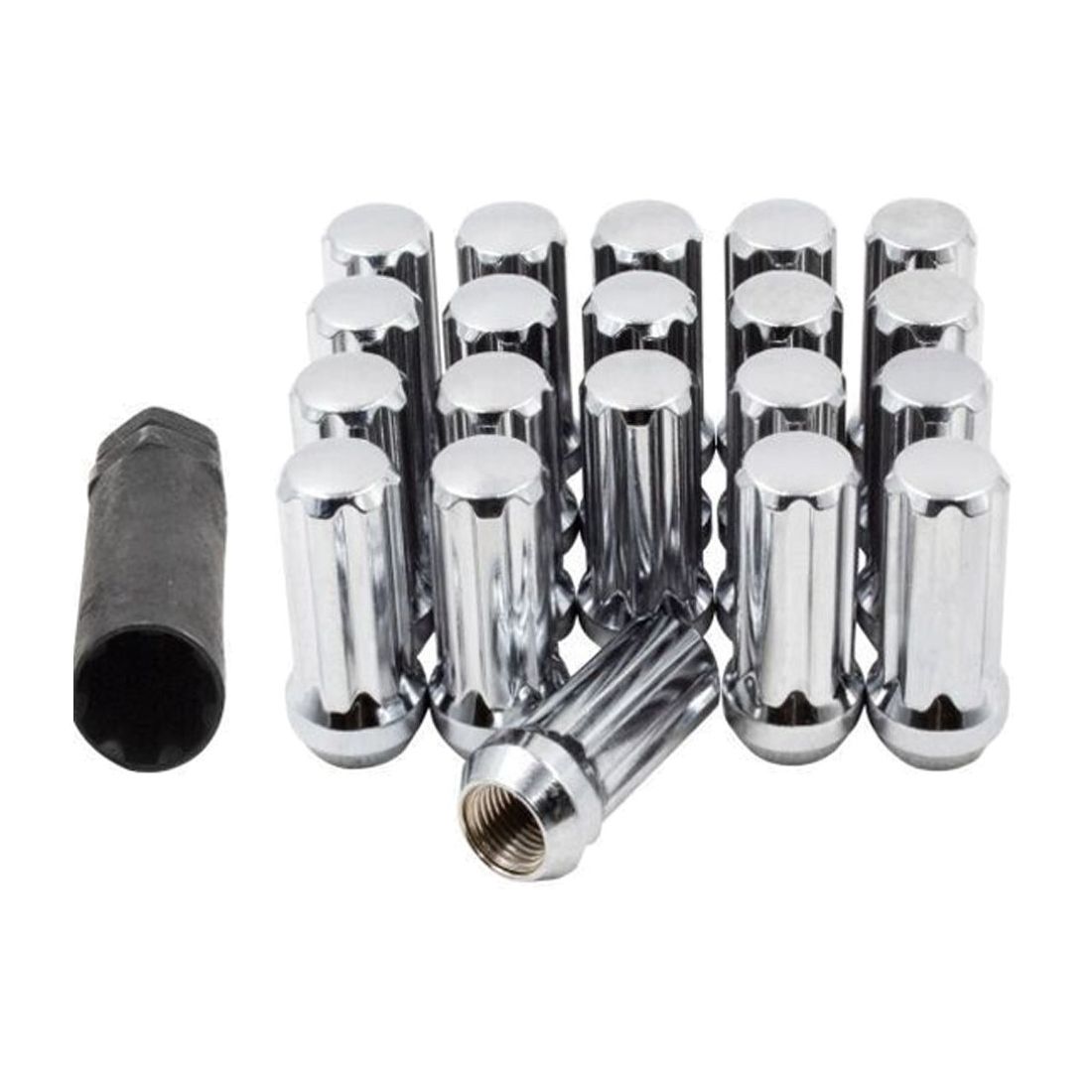 20 Lug Nuts 9/16-18 Chrome Spline Acorn 2" Tall Long Wheel Nut