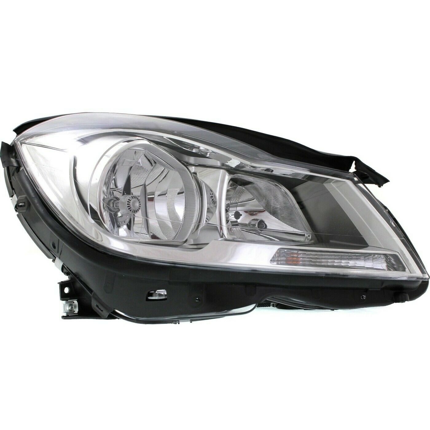 Headlight Set For 2012-2014 Benz C-Class Left And Right Chrome Housing 2Pc