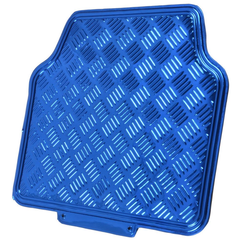 Black/Blue Sport Stripe Seat Covers Full Set W/ Shiny Metallic Blue Floor Mats