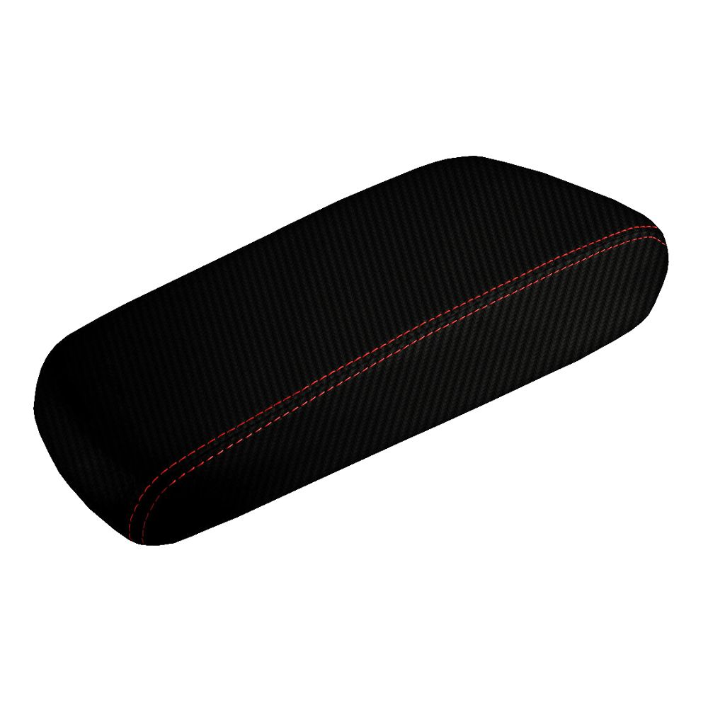 Console Lid Armrest Cover Carbon Fiber For Dodge Charger 2008-2010 Red Stitch