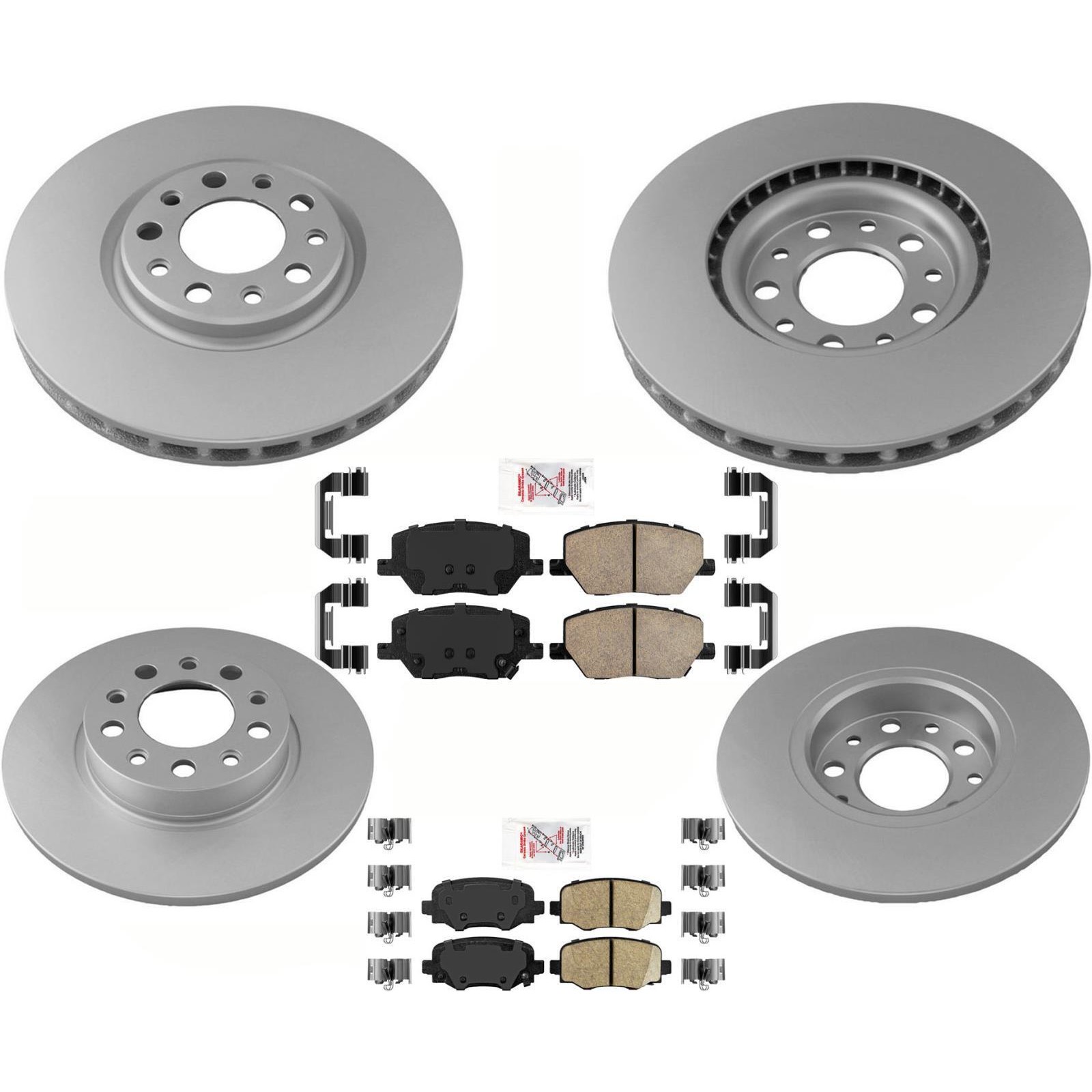 Frt & Rr Ameri BRAKES Coated Disc Brake Rotors & Pads Fits 15-21 Jeep Renegade