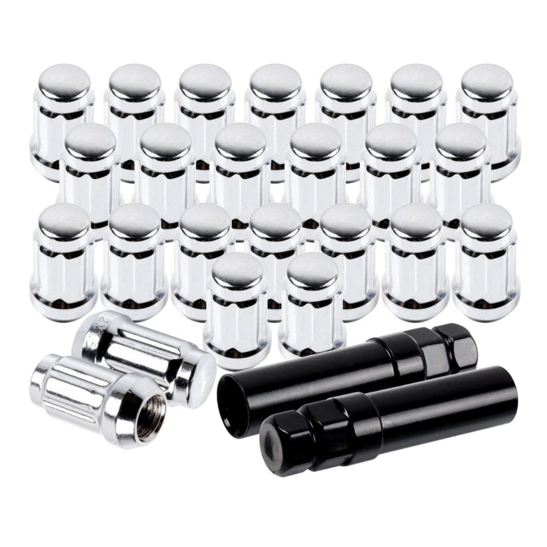 24 Pc 12x1.5mm Chrome Spline Lug Nuts+2 Keys For Toyota Venza Tacoma Corolla