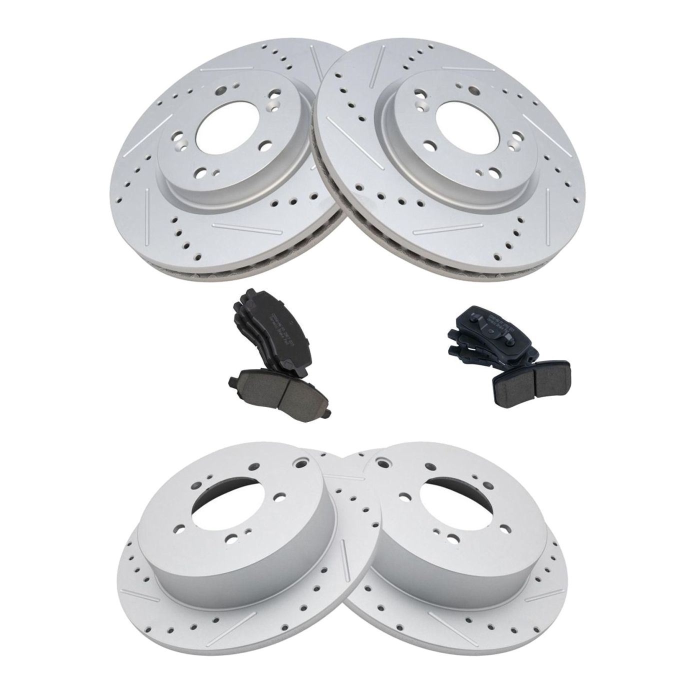 Performance Brake Rotor Drilled Slotted & Ceramic Pad Front & Rear Kit