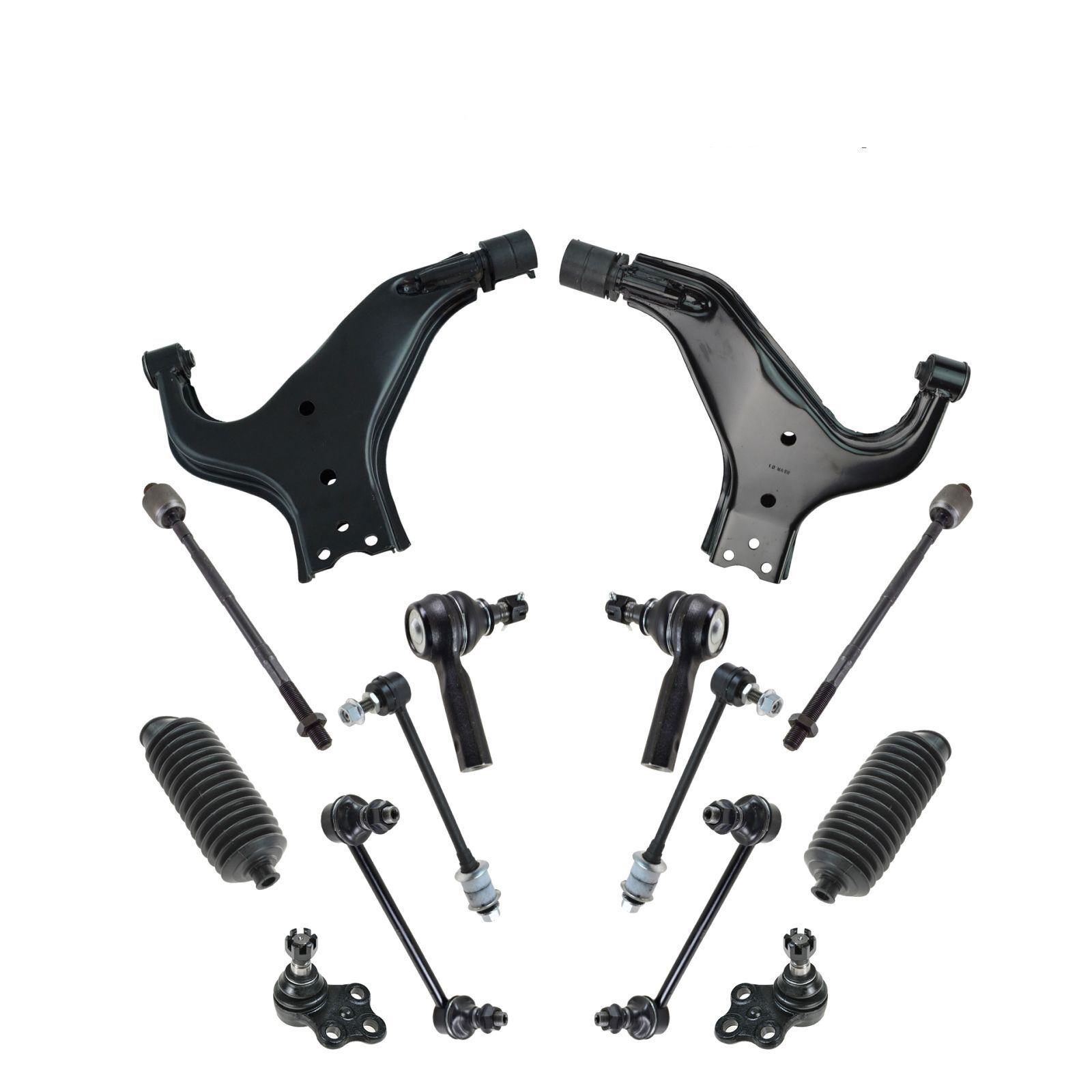 14pc Steering Suspension Kit Control Arms Ball Joints Tie Rods End Links