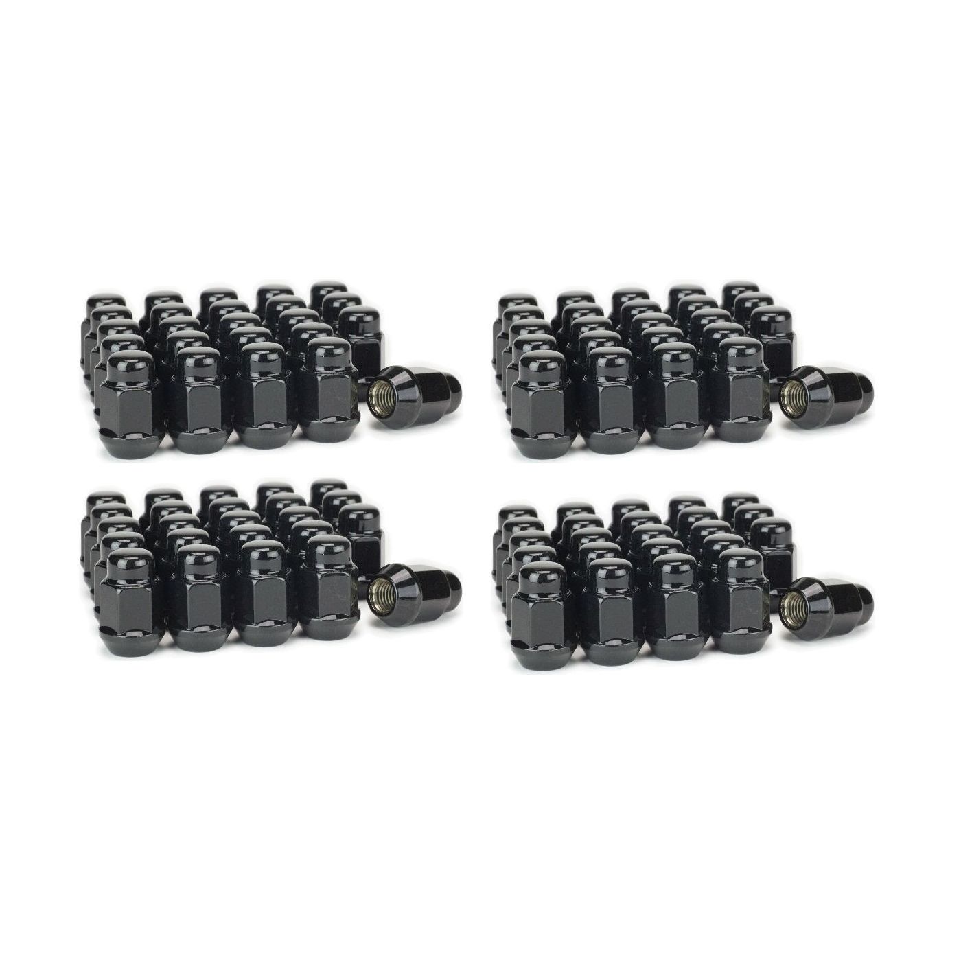 4 Sets Of - For INFINITI Nissan Black Bulge Acorn Lug Nuts 12x1.25 Wheel Nut 3/4" Hex