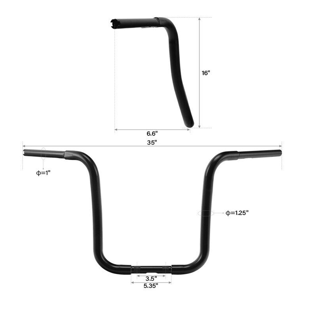 16" Rise 1-1/4" Ape Hanger Handlebar For Harley-Davidson Custom