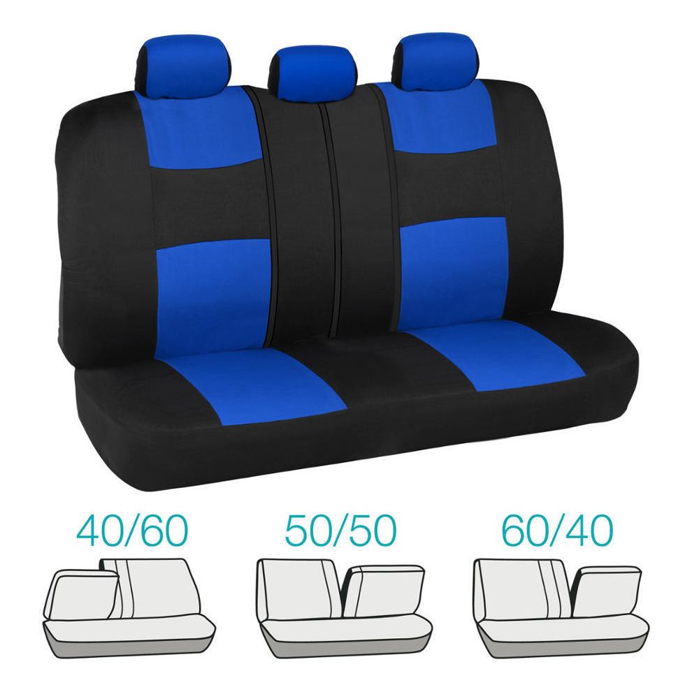 Car Seat Covers For 2006-2015 Ford Fusion 2 Tone Blue & Black W/Split Bench