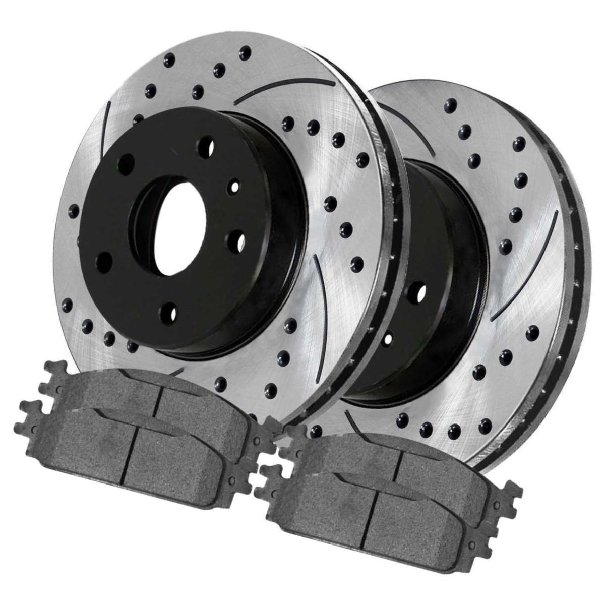 For 2011-2017 2018 Ford Explorer Front Drilled Slotted Rotors And Ceramic Pads