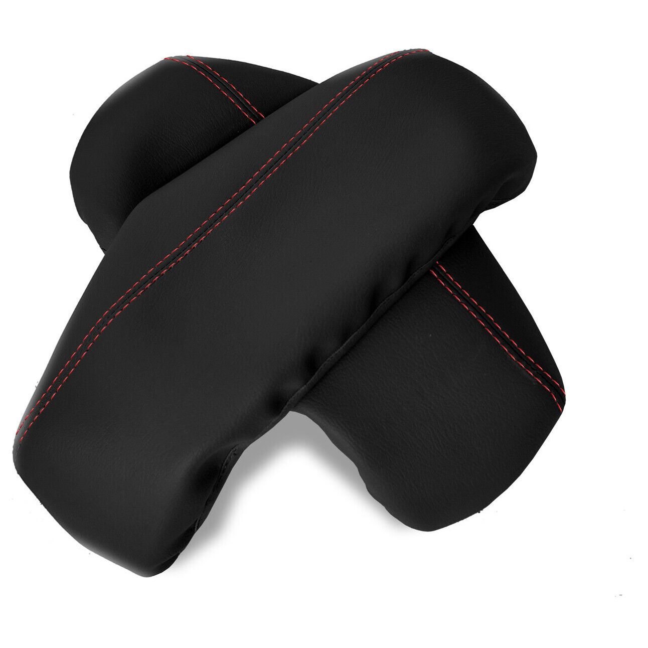 Center Console Lid Armrest Cover Leather For Audi A8 2011-2017 Black Red Stitch