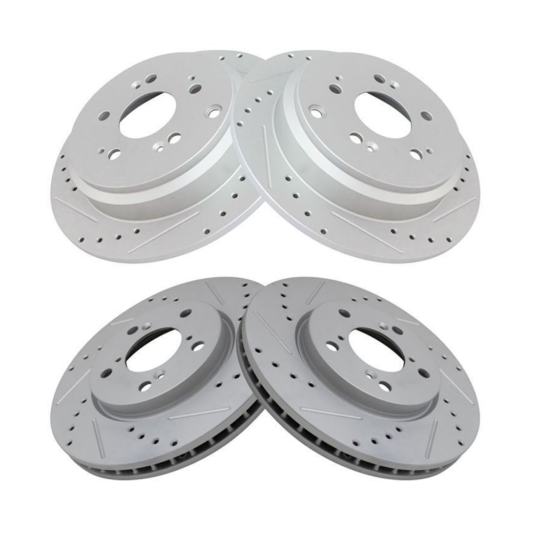 Front Rear Performance Drilled Slotted Coated Rotors With Fluids For Odyssey