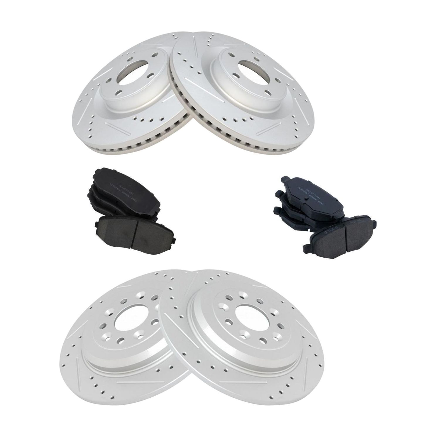 For 2011-2014 Ford Edge SEL Front & Rear Drilled Brake Rotors & Ceramic Pads