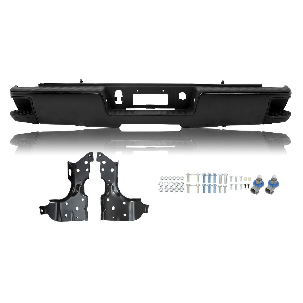 Black Rear Bumper Assembly For 2014-2018 19 Chevy Silverado GMC Sierra 1500