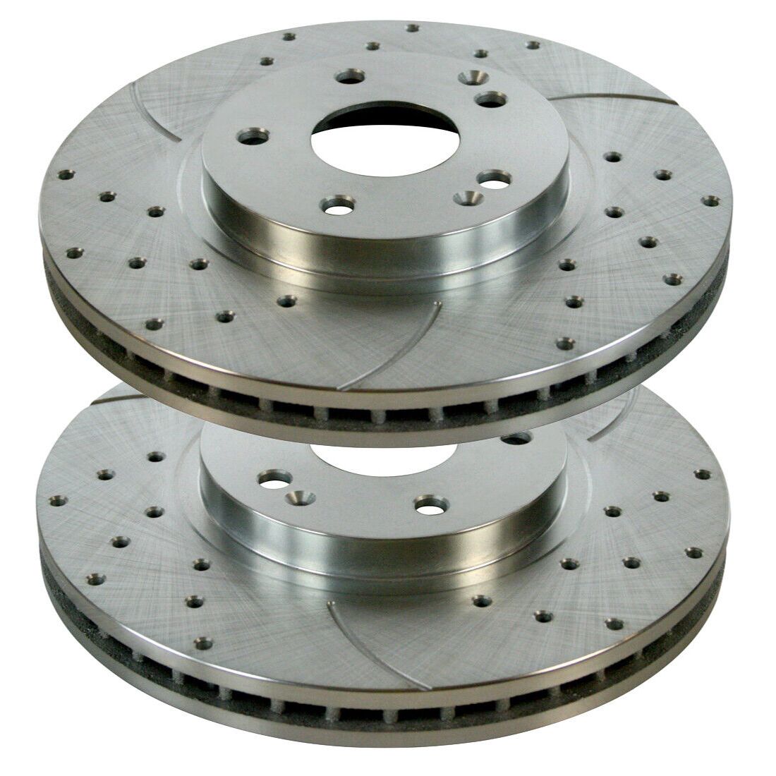 For 99-05 CLK320 Convertible Front Drilled Slotted Brake Rotors Silver Pair 2