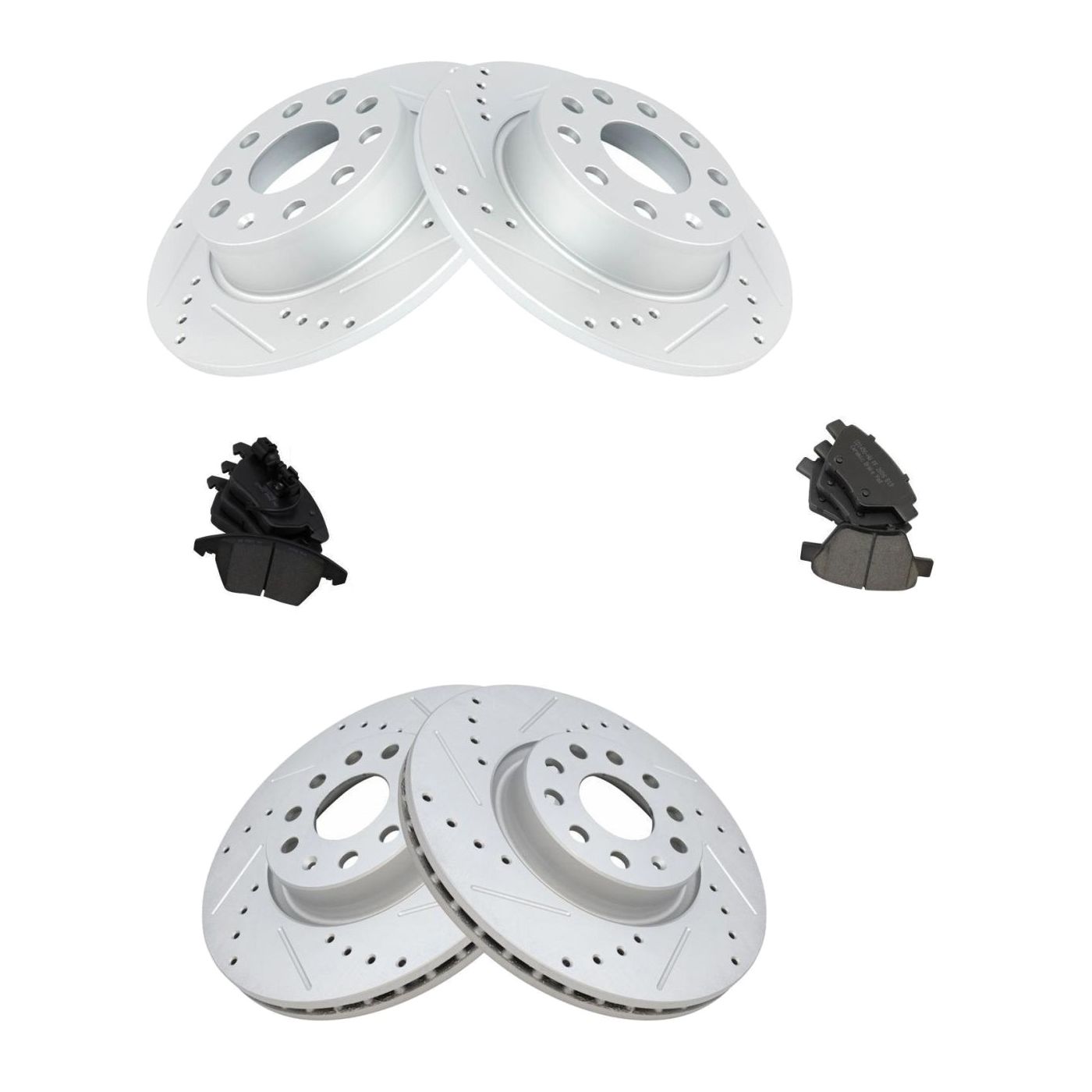 For Audi 10-13 A3 Base Hatchback Front & Rear Ceramic Brake Pad & Rotor Kit W/